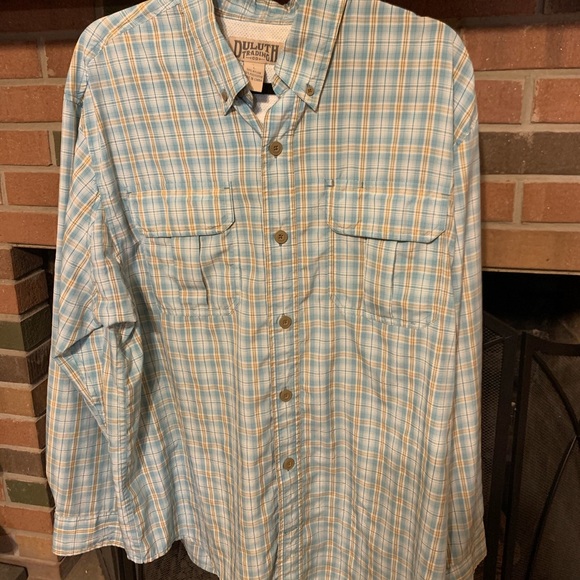 Duluth Trading Co Other - L light teal plaid duluth trading mens shirt